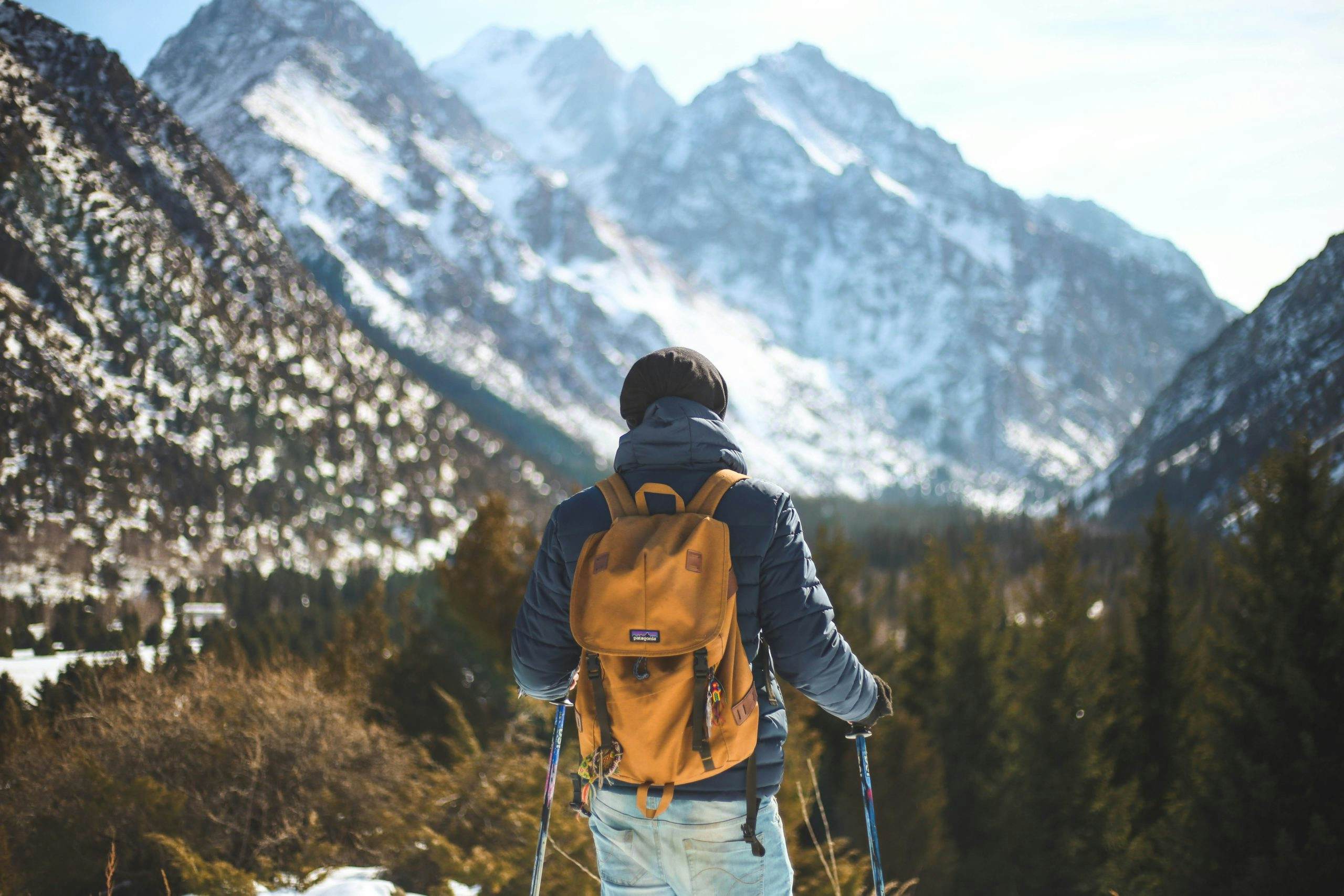 Man hiking mountains