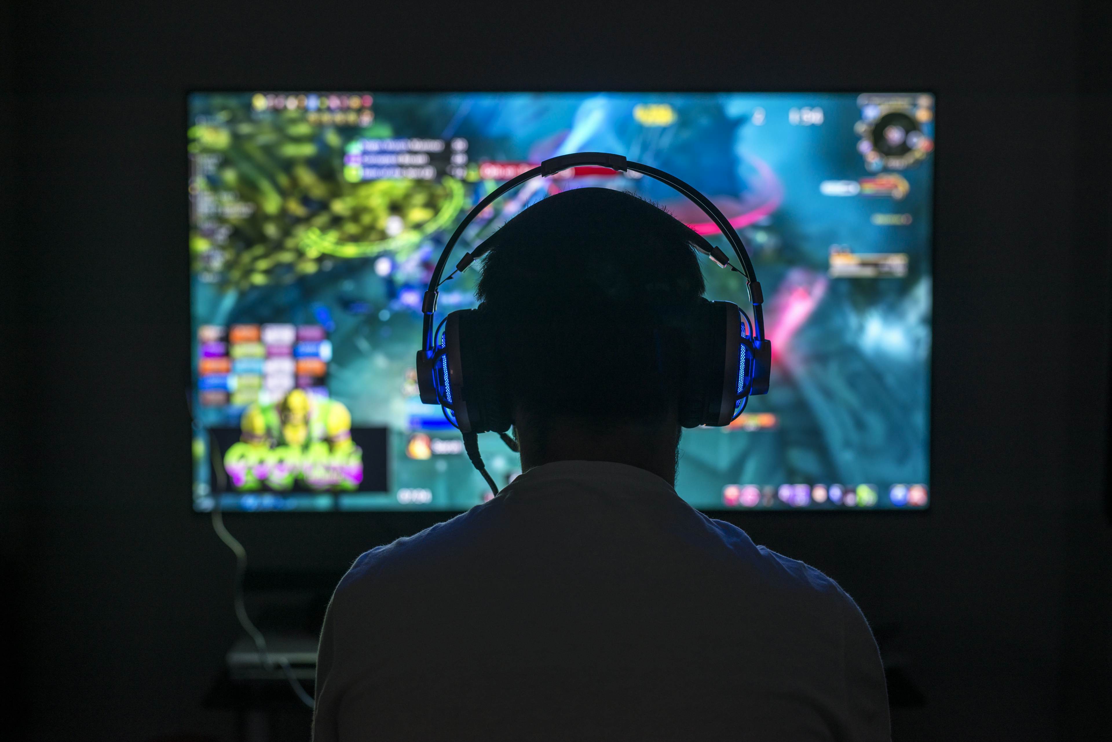 Boy playing a video game