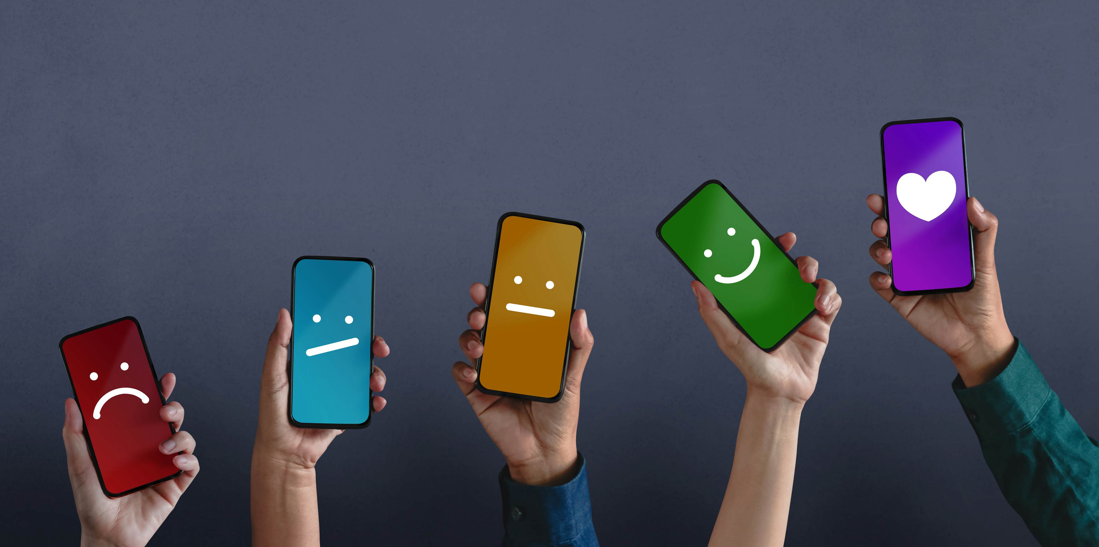 Simple drawings of faces on phones