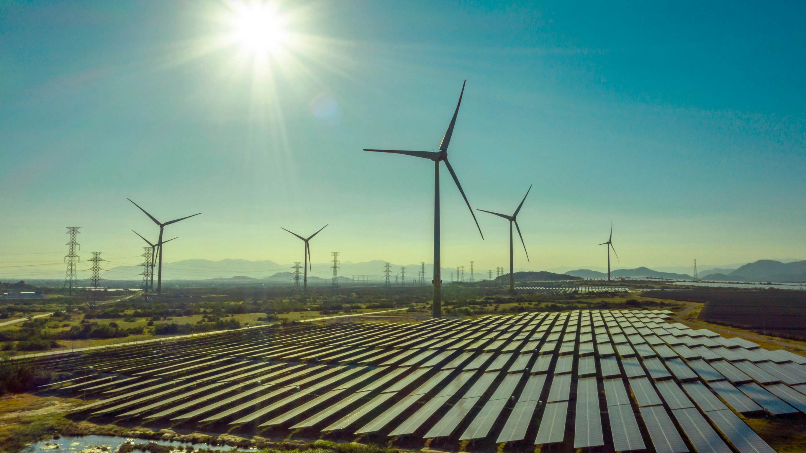 Wind and Solar Power in field