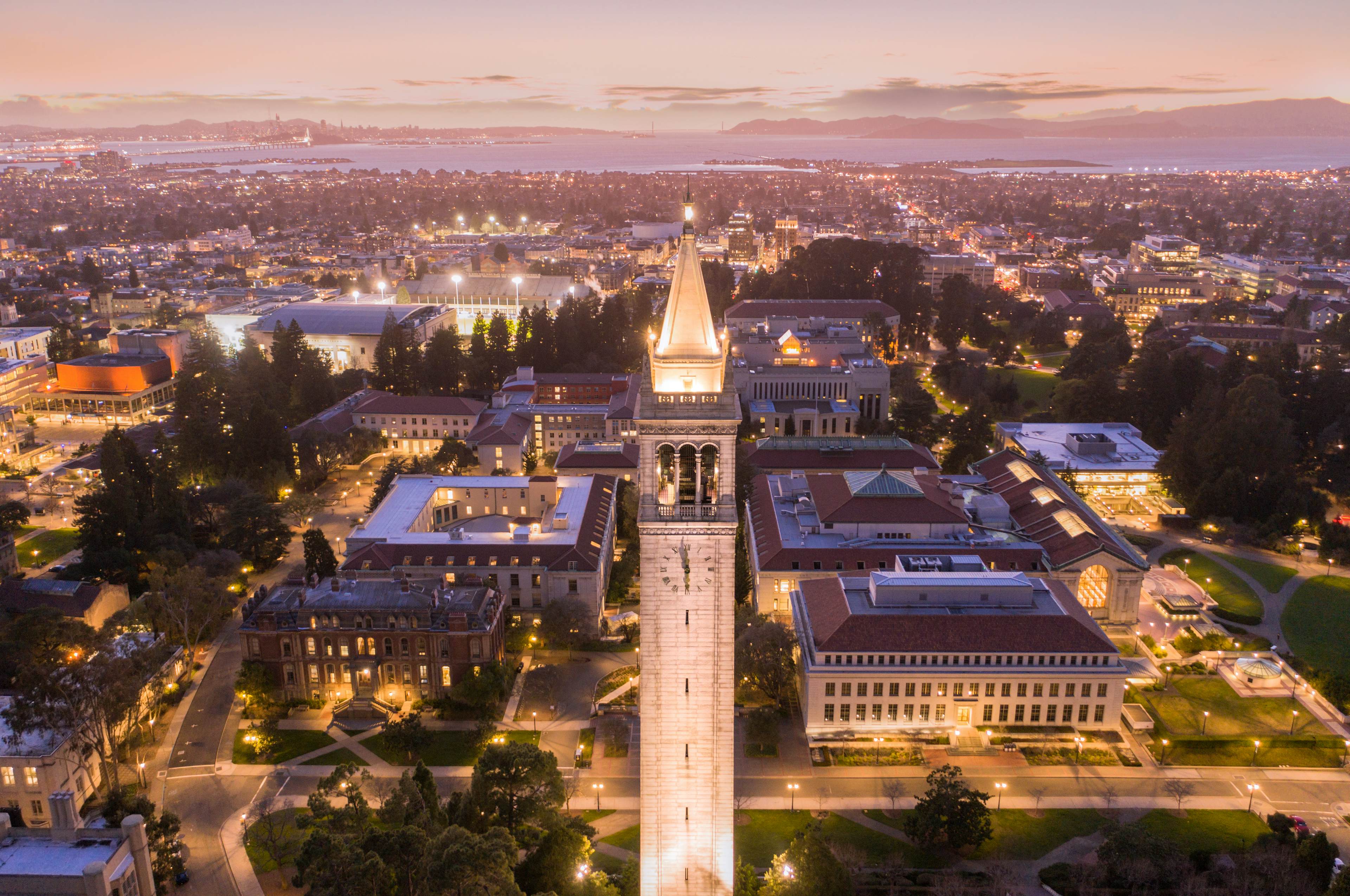 UC Berkeley, tower, skyline, bay view