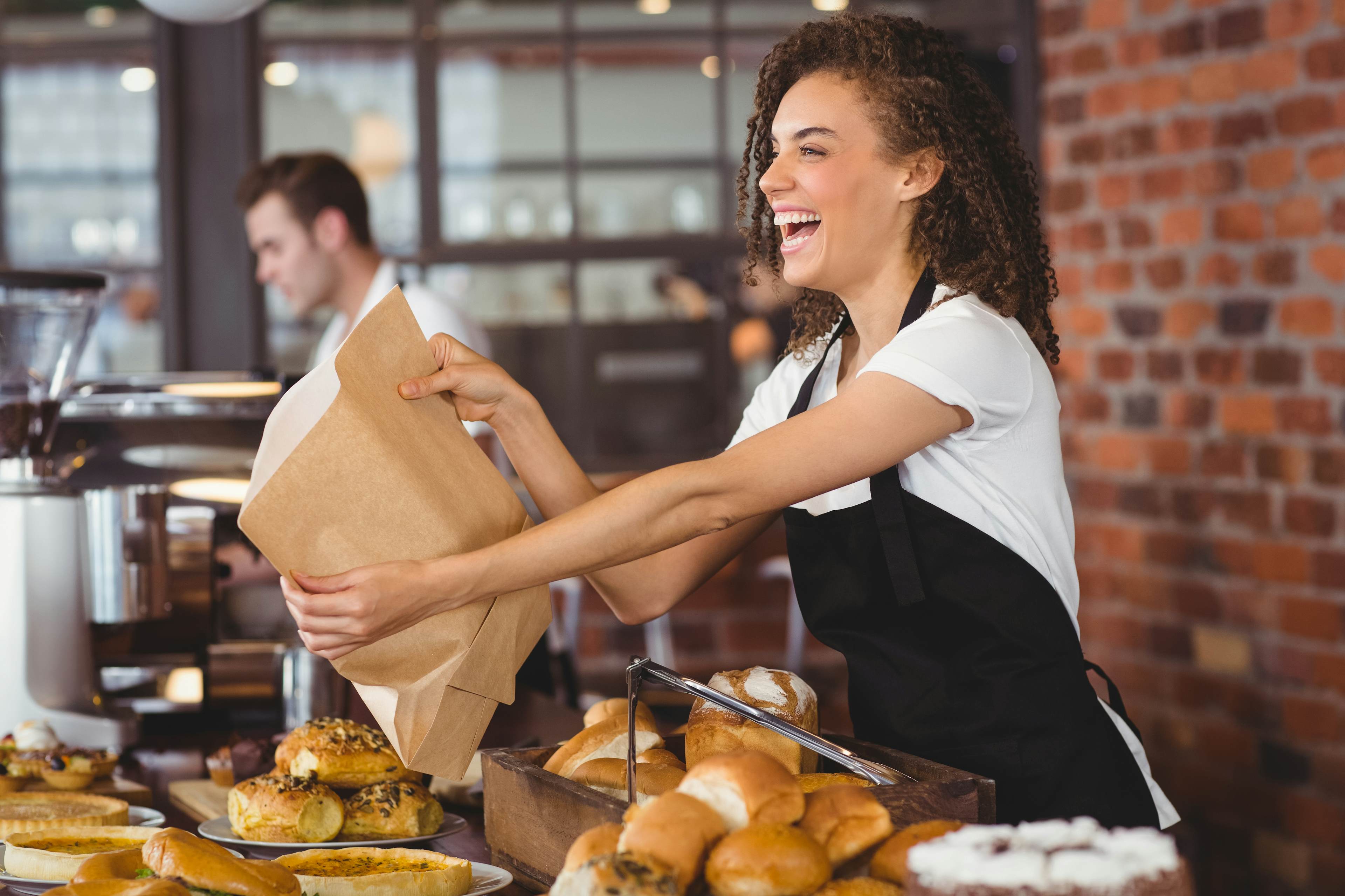 Woman working at coffee shop