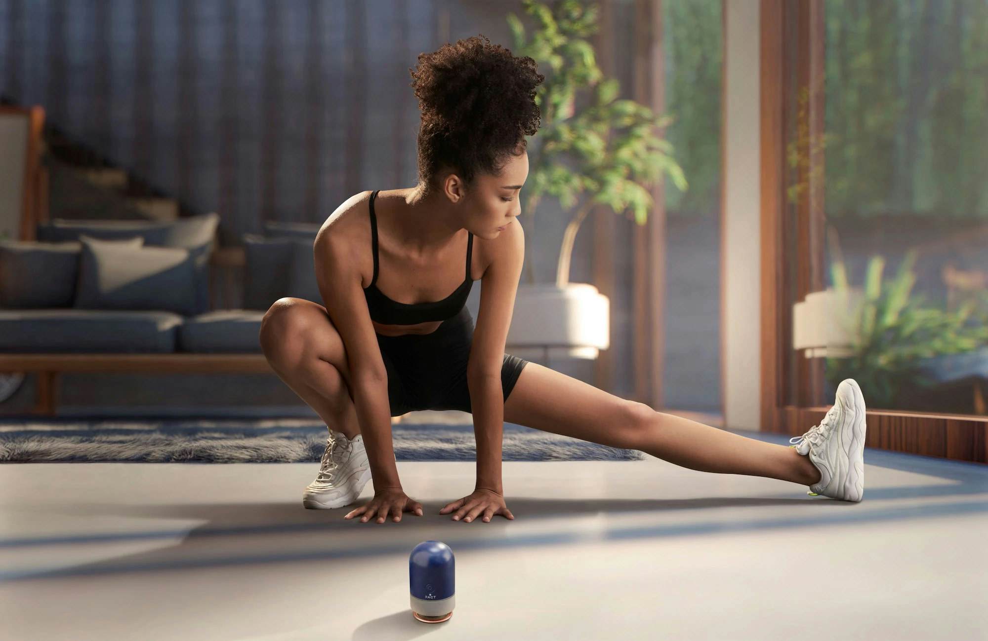 Woman exercising and stretching