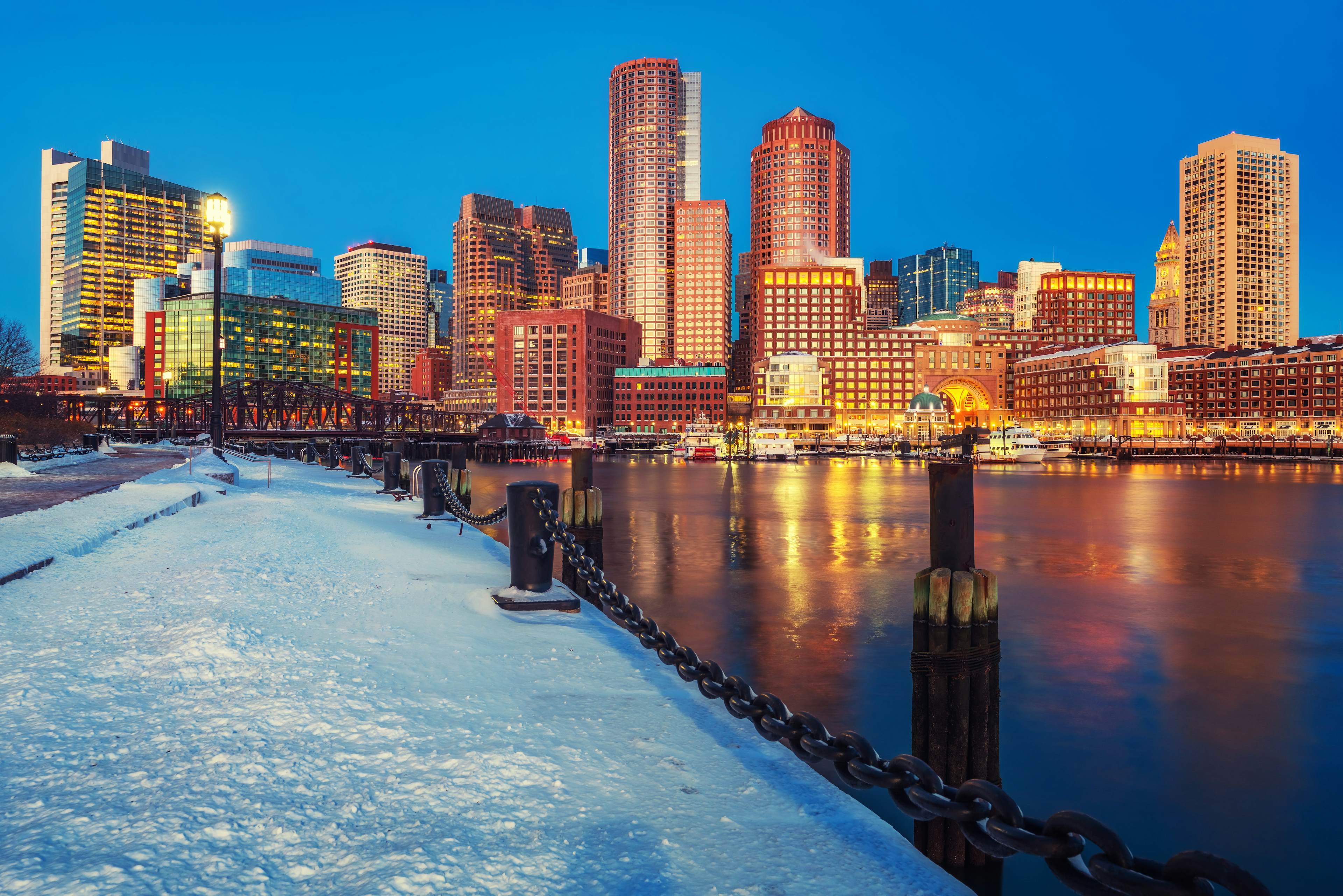 Boston City Center Skyline Winter