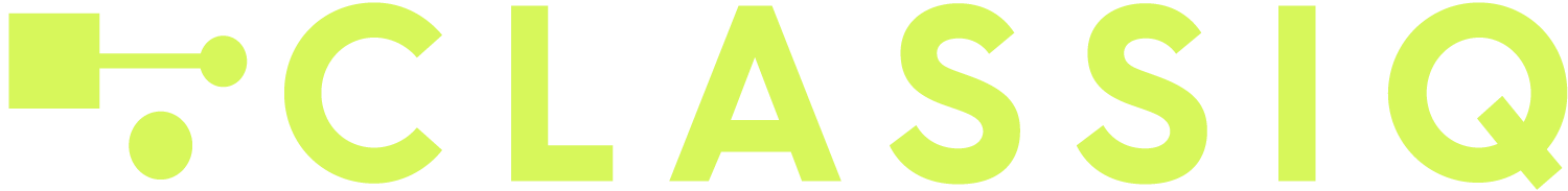 classiq logo with yellow text
