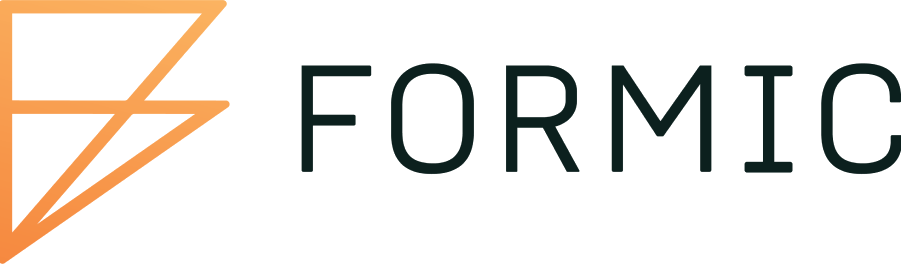 Formic logo in black text with geometric orange symbol