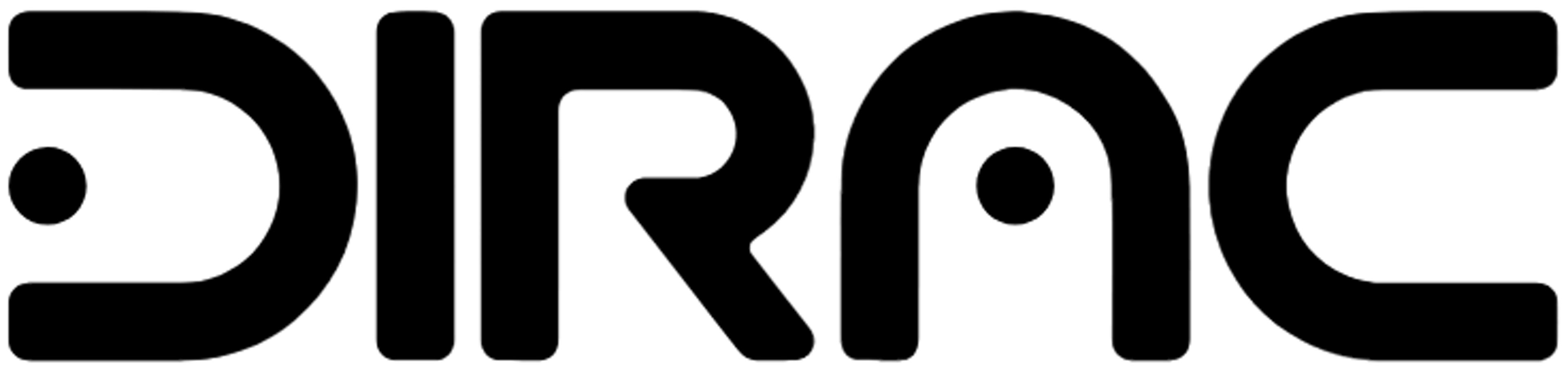 Dirac logo with black text and dot symbols